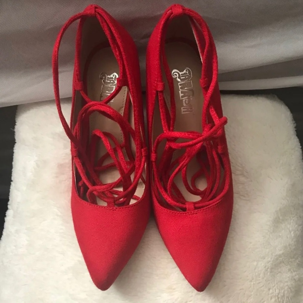 Red Wrap Around Heels